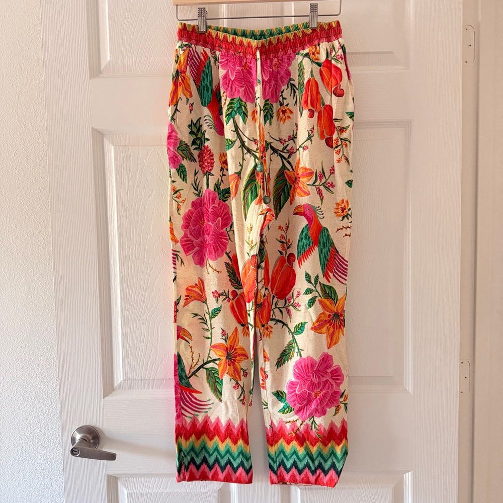FARM Rio Tropical Floral Pants – Garden and Birds print